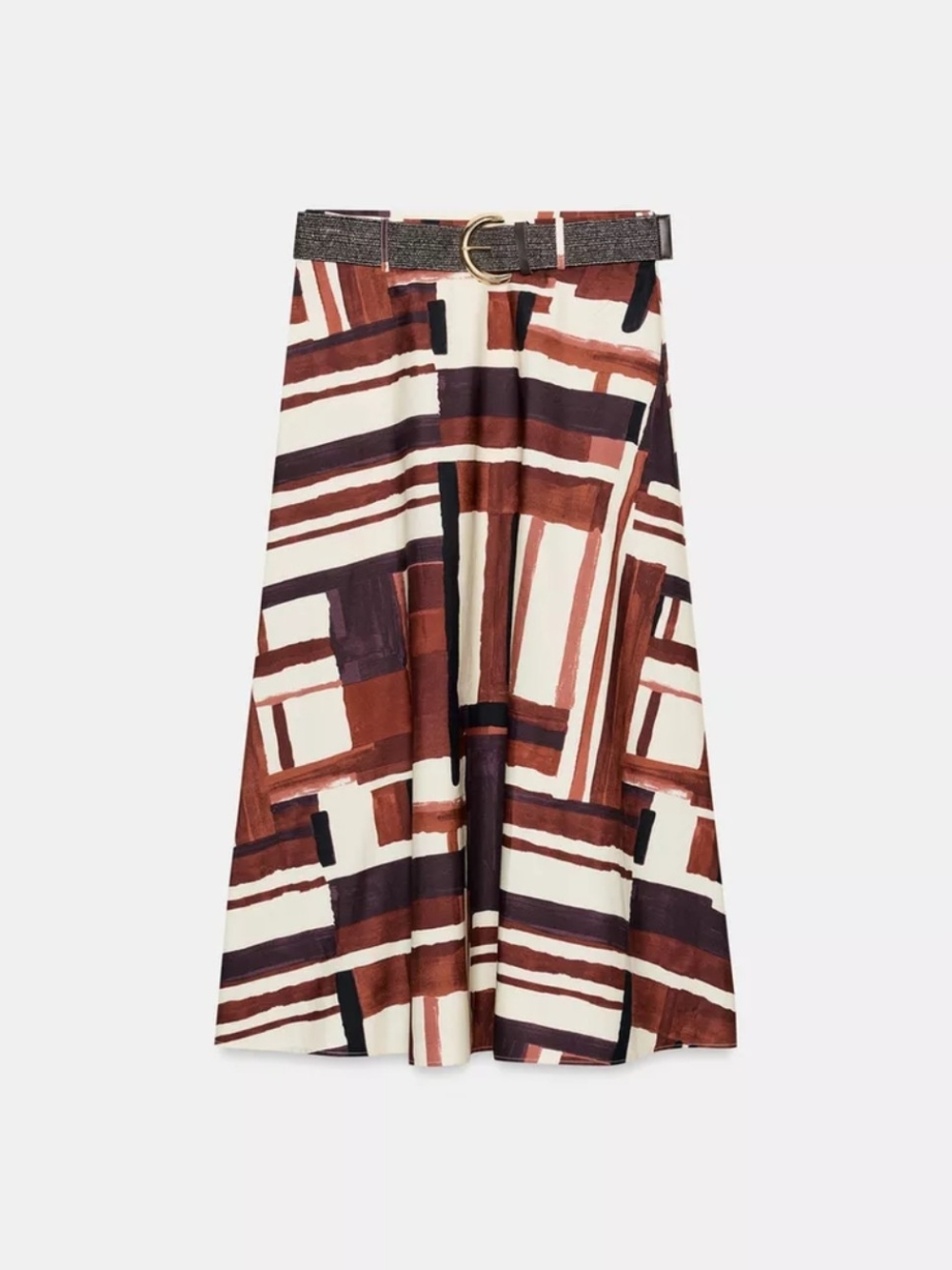 PRINTED BELTED SKIRT